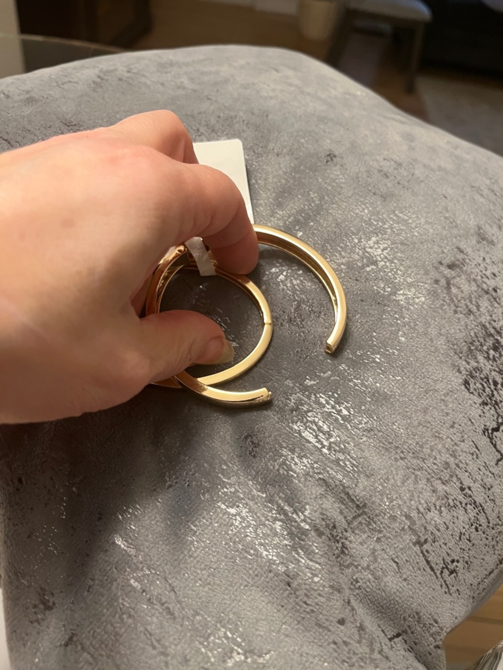 Joe Fresh Hinged Bangle Bracelets Goldtone 1 Thin 1 Thick - Picture 3 of 8